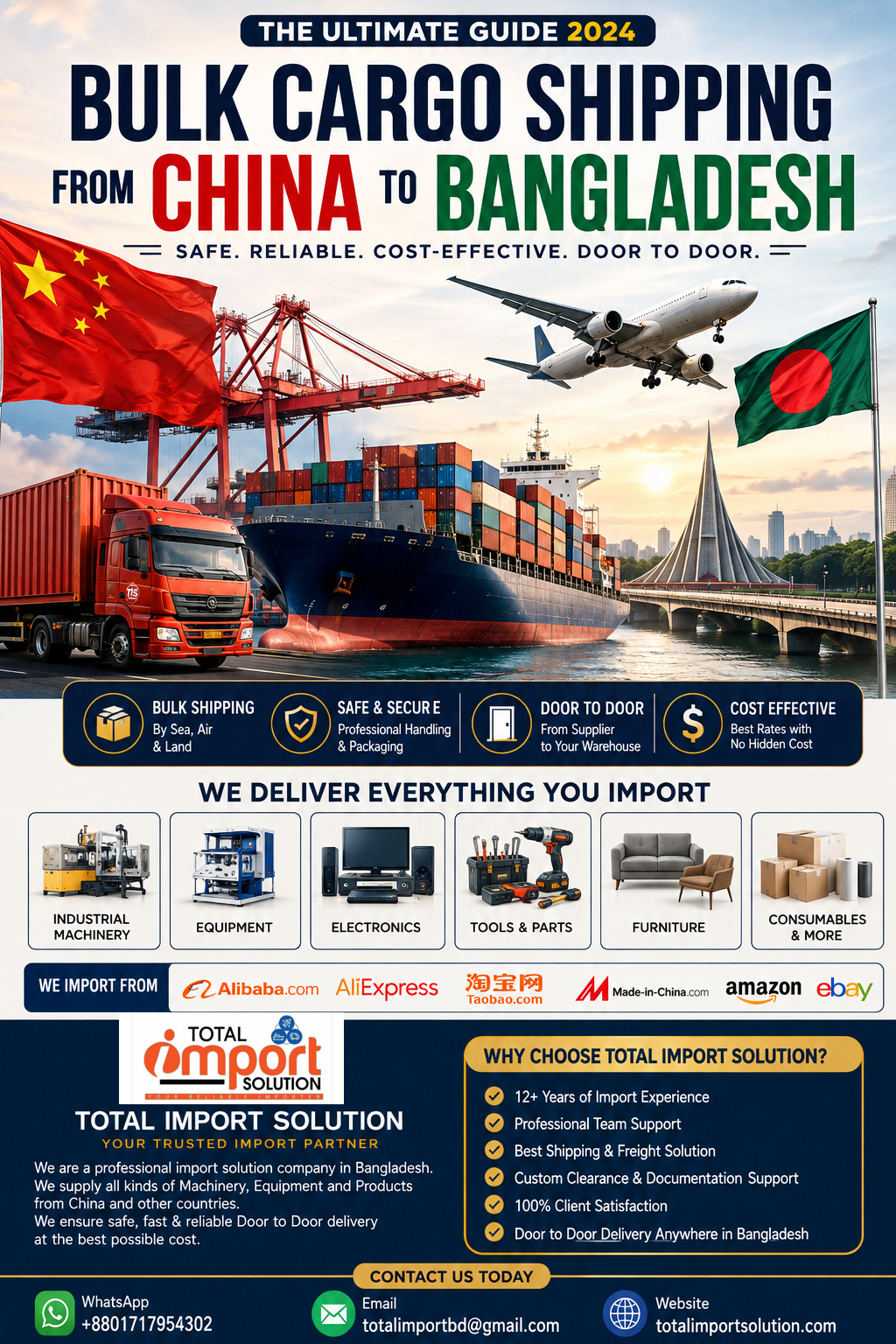 Bulk cargo shipping from China to Bangladesh