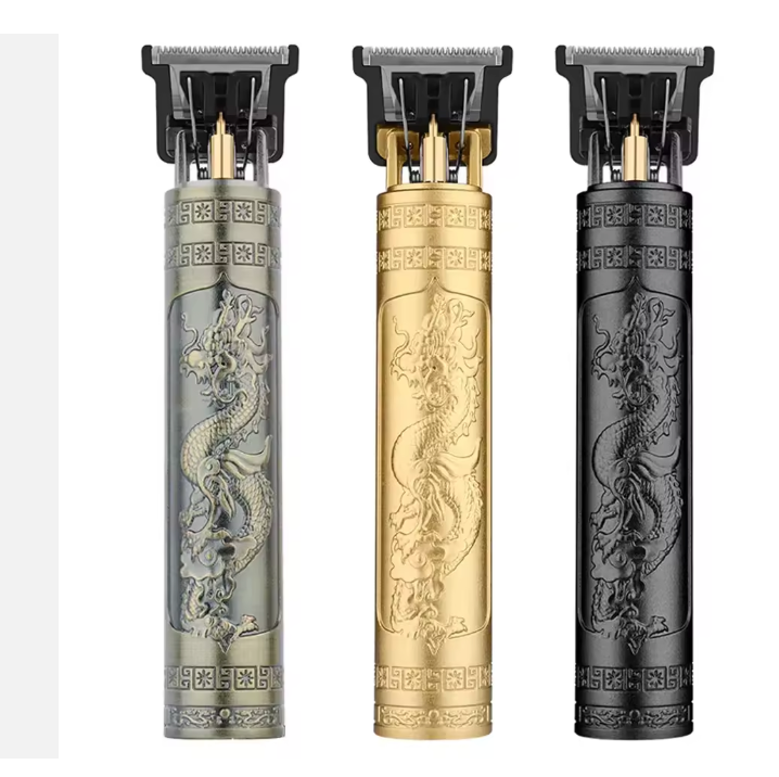 T9 Electric Hair Cutting Machine Rechargeable Barber Trimmer Professional Men's Shaver Vintage Dragon Buddha Stainless Steel