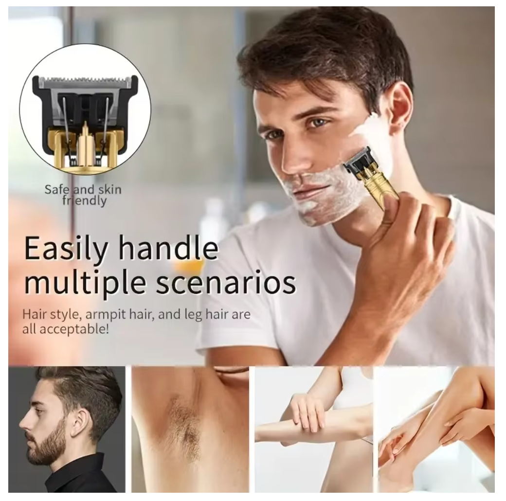 T9 Electric Hair Cutting Machine Rechargeable Barber Trimmer Professional Men’s Shaver Vintage Dragon Buddha Stainless Steel